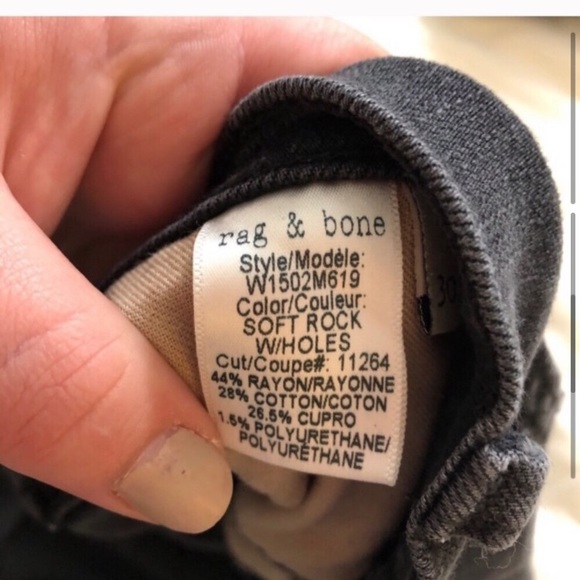 RAG AND BONE DISTRESSED BLACK SKINNY DENIM - Picture 5 of 7